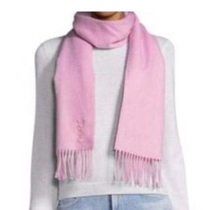 YSL authentic logo pink wool scarf